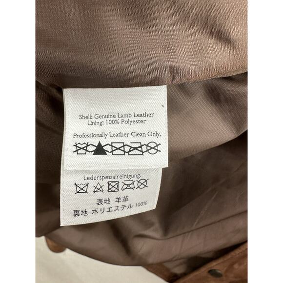 Eddie Bauer Mens Bomber Jacket Size Large Brown Genuine Lamb Leather Zip Up VTG - Picture 8 of 15